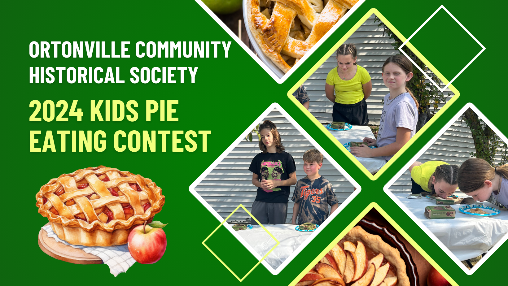 Kids eating pie in a contest